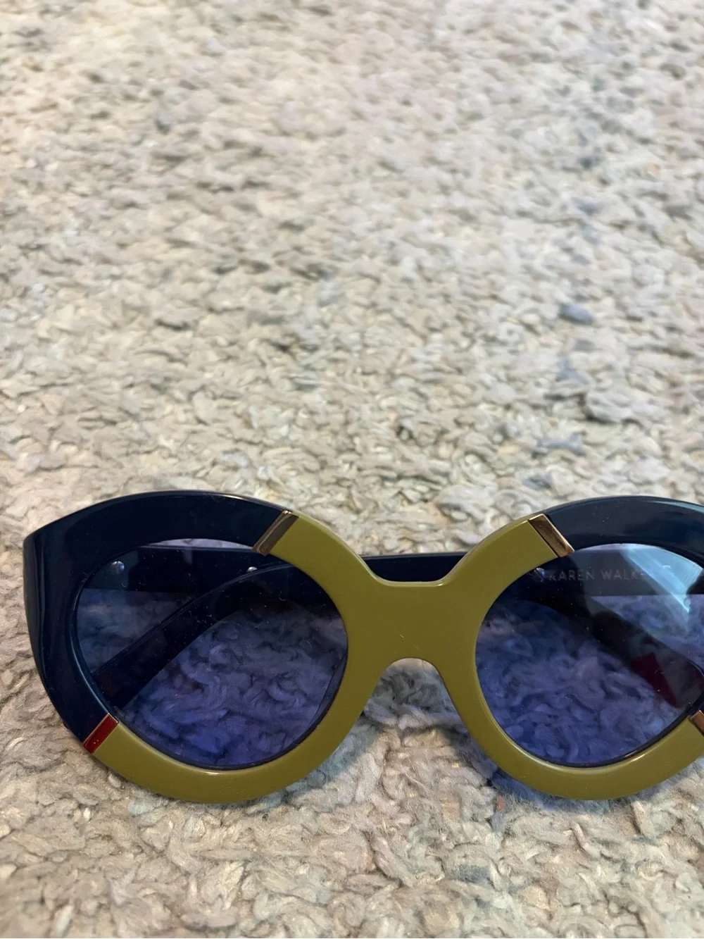 Karen Walker Flowerpatch Sunglasses 1501581 Two Tone Navy Olive Blue Lens